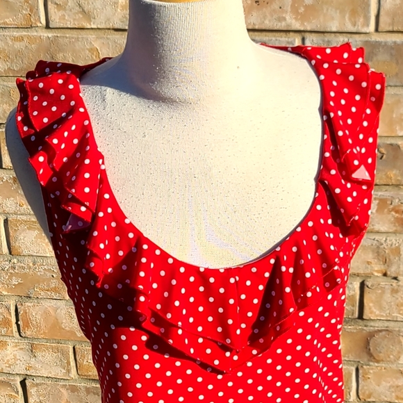 Chaps ruffle red polka dot top - Picture 4 of 4
